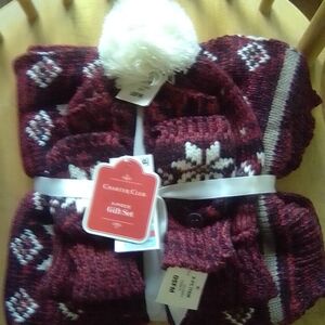 Charter Club Burgundy Knit Gift Set